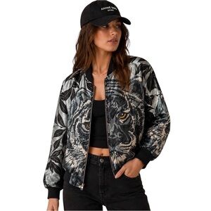 Vintage 90s Baroque Tiger Reversible Bomber Jacket Oversized Unisex L